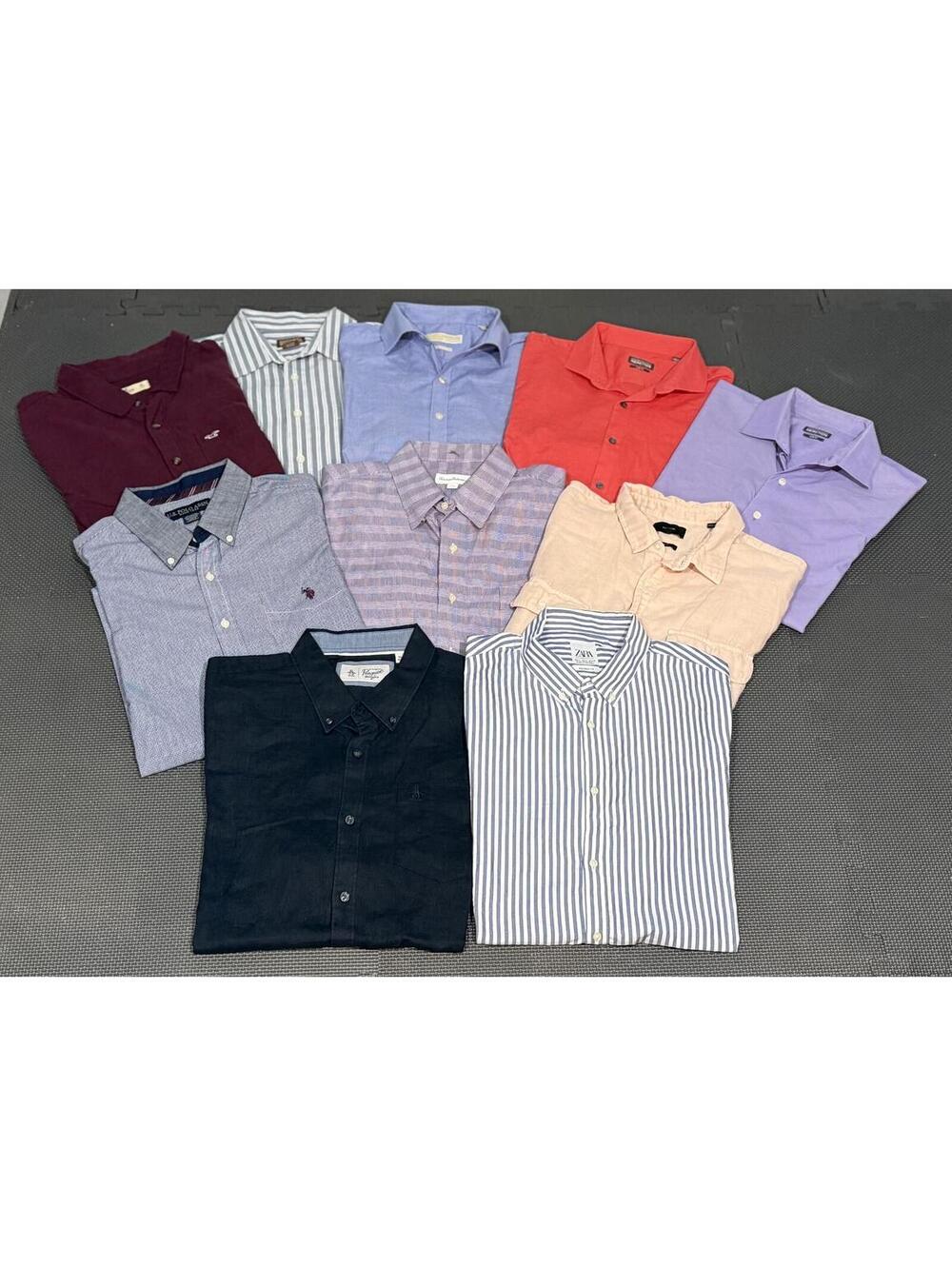 Bundle of 10 Men's (XL) Extra Large Long Sleeve Button-Down Shirts Mixed Brands